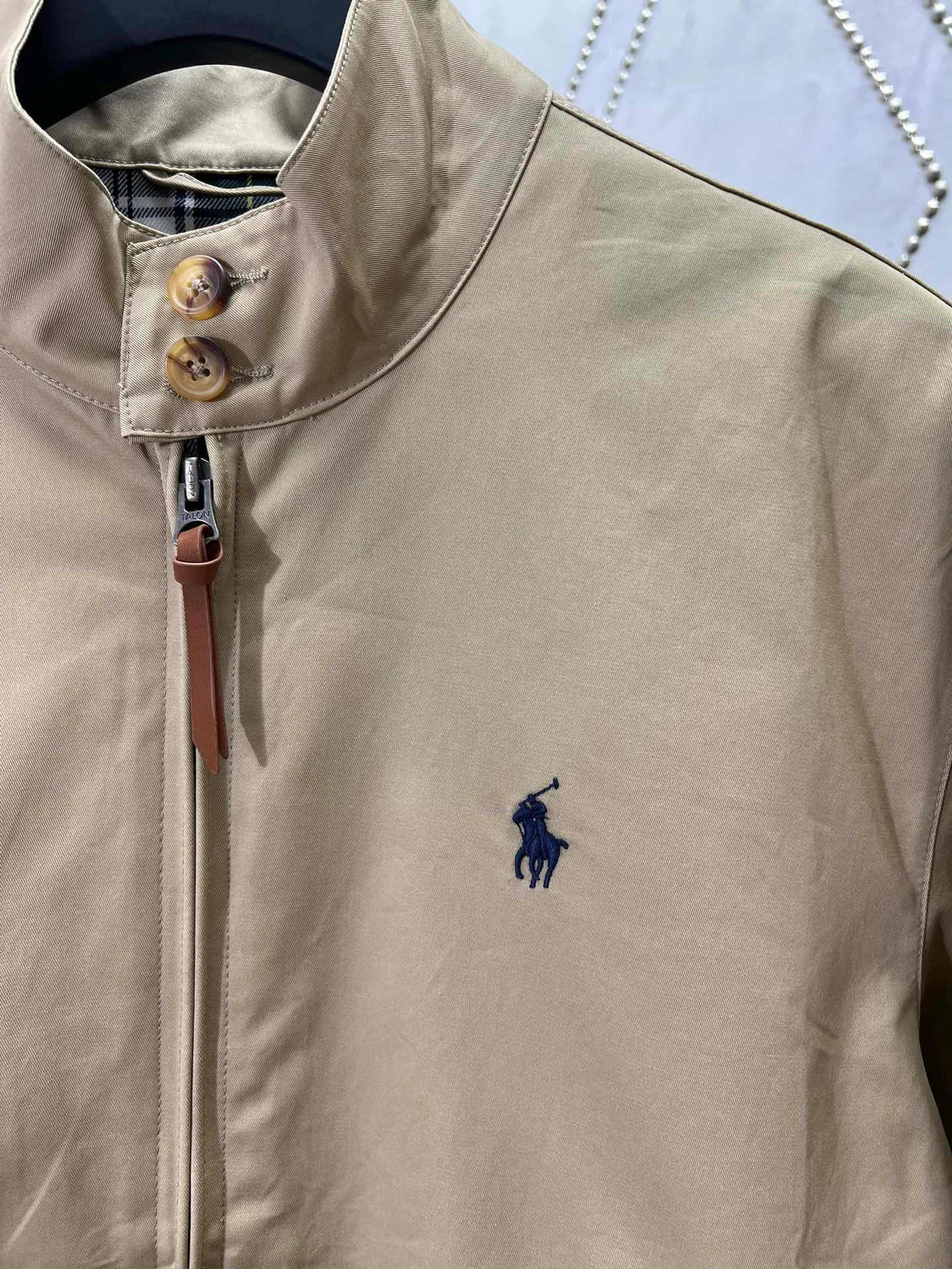 P550 Polo 25ss new solid color stand-up collar zipper long-sleeved jacket men's brown code number: S.M.L.XL.XXL.